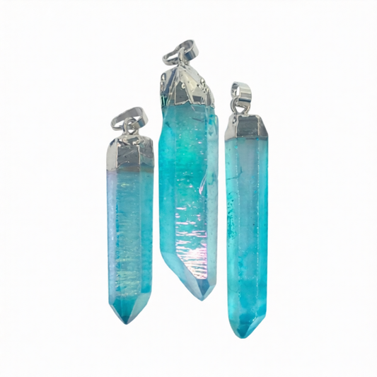 Aqua Aura Quartz Point Pendant