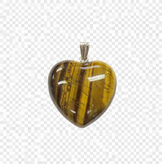 Tiger Eye Heart Pendant 1"