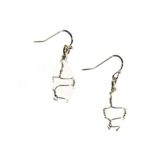 Clear Quartz D/T Point Wire Wrapped Brass Earrings