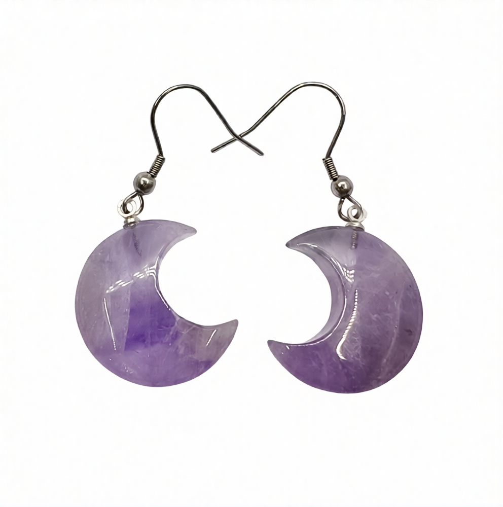 Amethyst Moon 22MM Plated Brass Earrings