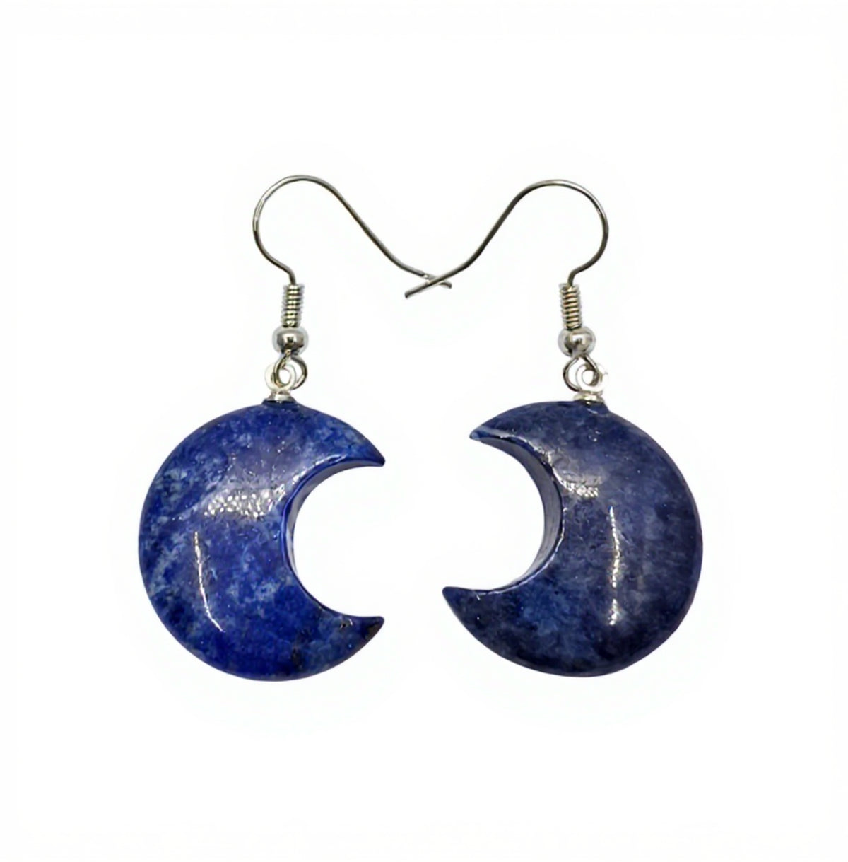 Lapis Lazuli Moon 22MM Plated Brass Earrings