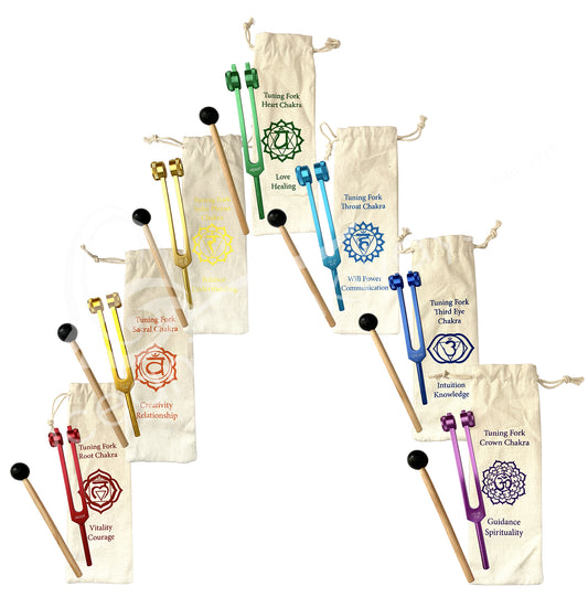 7 Chakra Tuned Tuning Fork Weighted 8.5" Set of 7