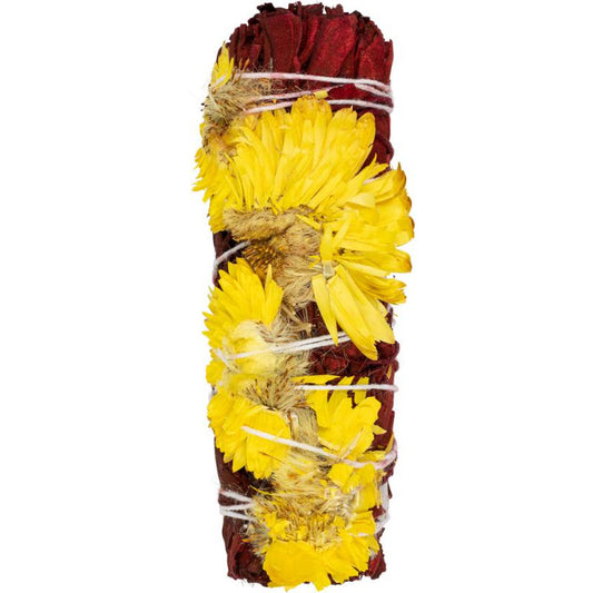 4" Dragon's Blood Sage with Flowers Smudge Stick