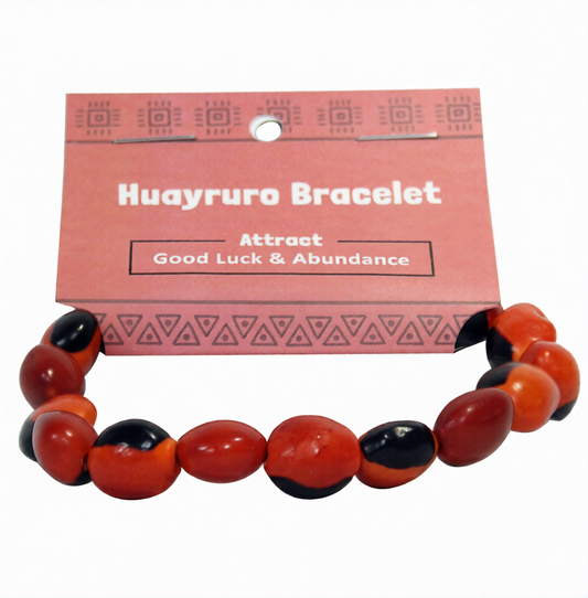 Huayruro Seed Bracelets Red with Black Bead 8x10mm Bracelets