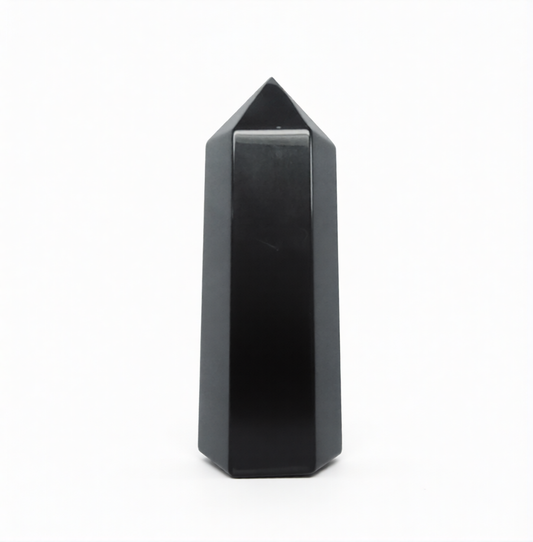 Black Obsidian 6 Faceted Generator Smooth Finished Tower