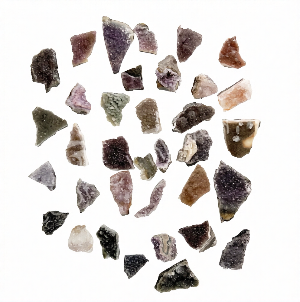 Uruguayan Rainbow Amethyst Druze 1.5-2", cluster at Namaste Bookshop near Union Square, NYC