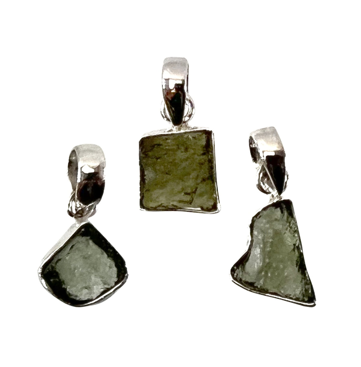Moldavite Natural Sterling Silver 25-40MM Pendant