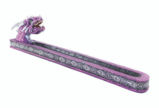 Purple Dragon Head Resin & Stick Incense Burner - Holder 12.5 Inch