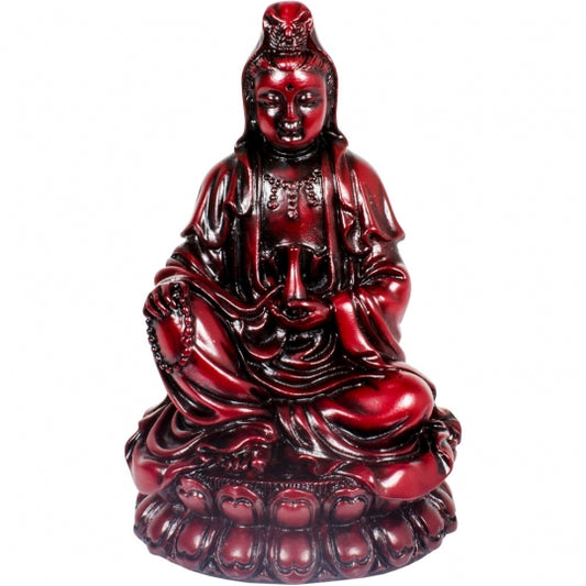 Quan Yin 3.75" Meditating Redstone Resin Statue