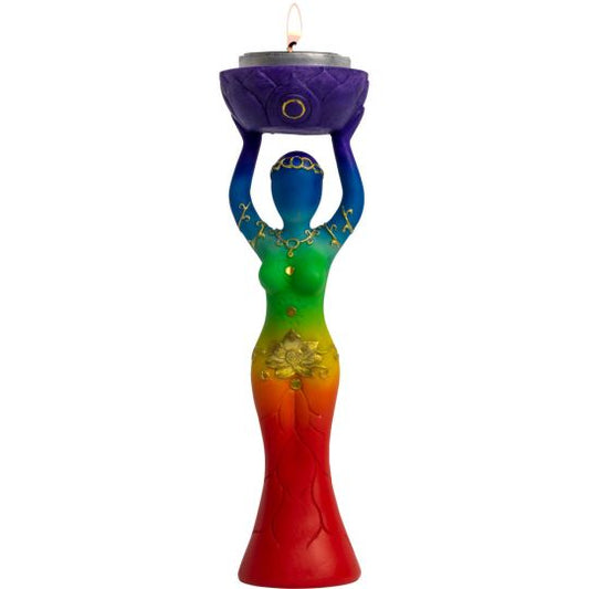 Chakras Goddess - Polyresin T-Light Candle Holder