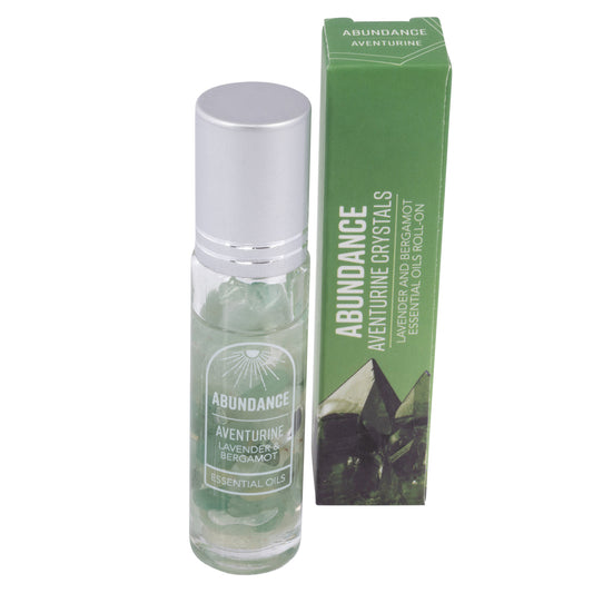 Abundance Gemstone Roll On Essential Oil With Green Aventurine, Lavender, Bergamot