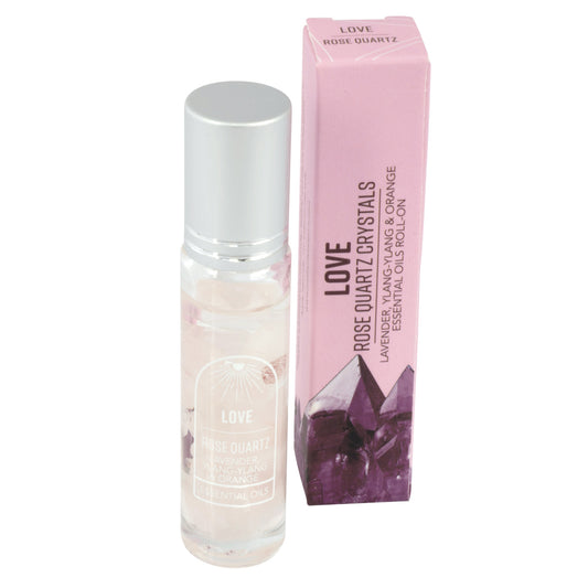 Love Gemstone Roll On Essential Oil With Rose Quartz, Lavender, Ylang Ylang, Orange