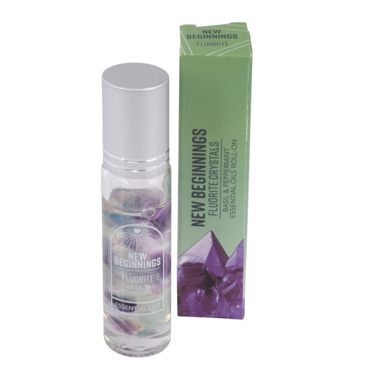 New Beginning Gemstone Roll On Essential Oil With Fluorite, Basil, Peppermint