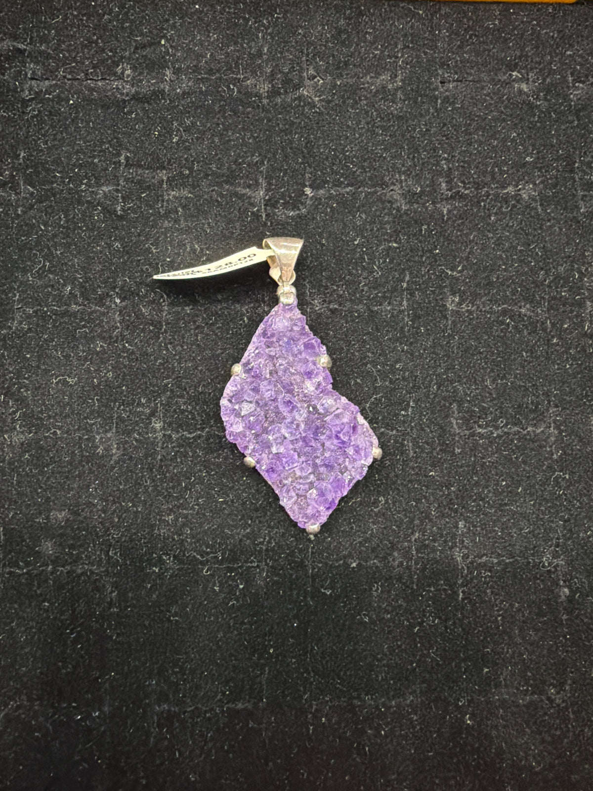 Amethyst Cluster Druze Natural Claw Set Sterling Silver Pendant