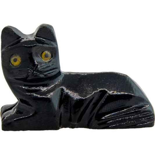 Black Onyx Laying Cat Spirit Animal 1.5x1.25"