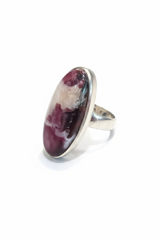 Eudialyte Oval Cab Large Stone .925 Sterling Silver Ring Size 8