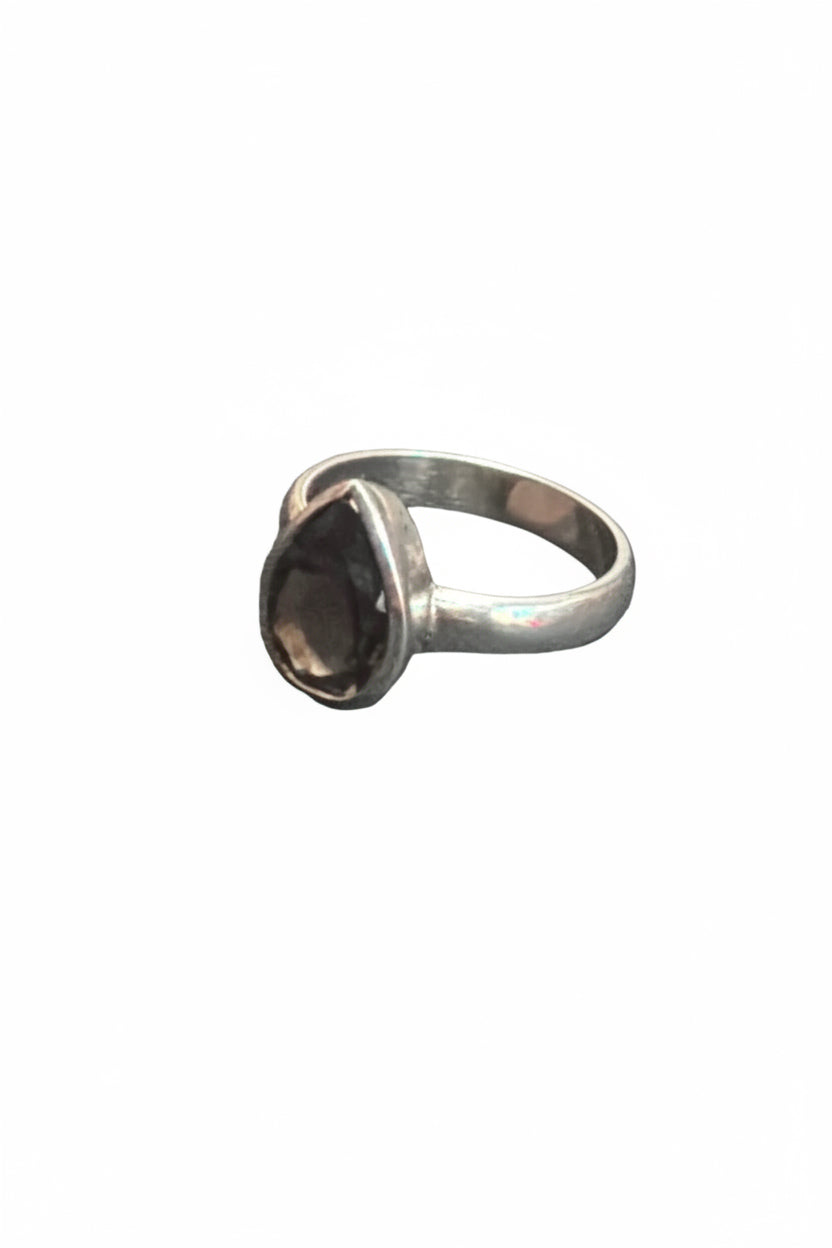 Smoky Quartz .925 Silver Ring Size 6