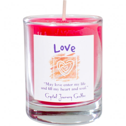 Love Soy Herbal Filled Votive Candle in Glass Holder