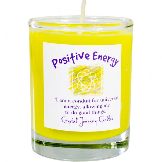 Positive Energy Soy Herbal Filled Votive Candle in Glass Holder