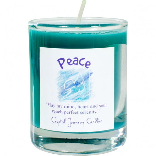 Peace Soy Herbal Filled Votive Candle in Glass Holder