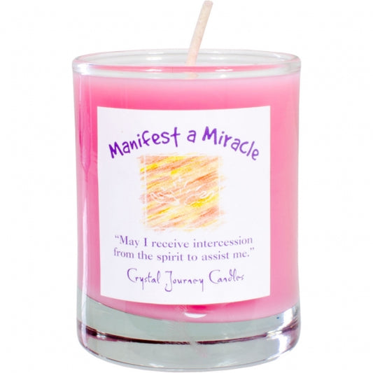 Manifest a Miracle Soy Herbal Filled Votive Candle in Glass Holder