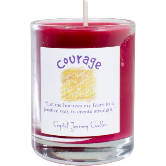Courage Soy Herbal Filled Votive Candle in Glass Holder
