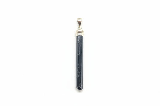 Black Tourmaline pointed .925 Silver Pendant