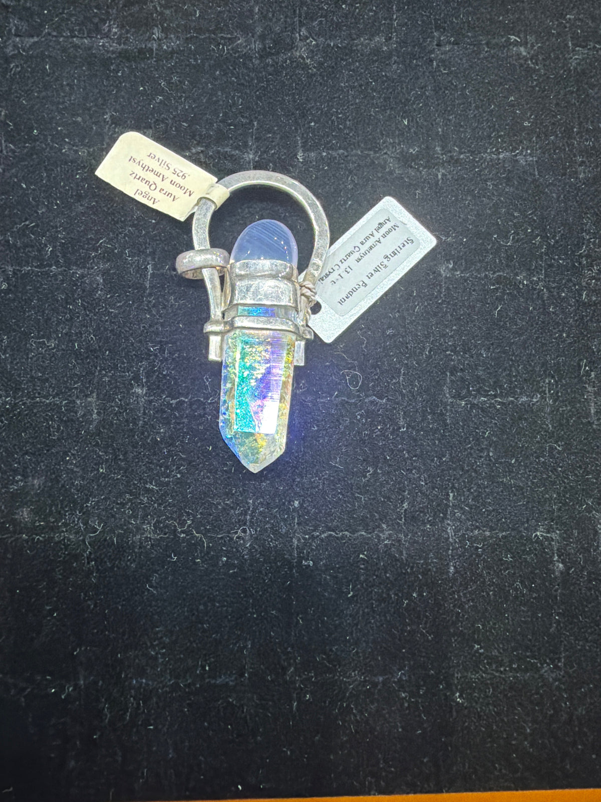 Angel Aura Quartz & Moon Amethyst .925 Silver Pendant