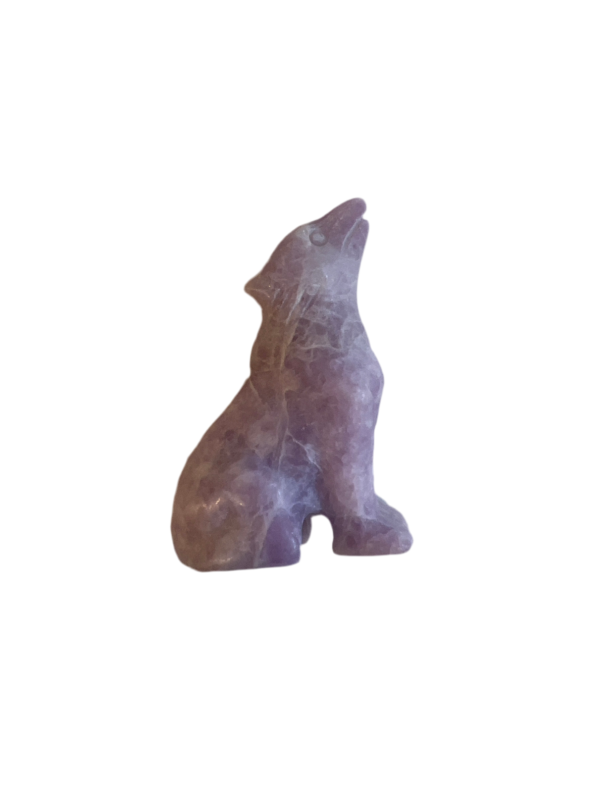50mm Lepidolite Stone Wolf Carving