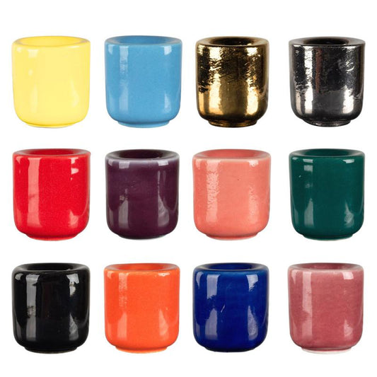 METTALIC GOLD CERAMIC MINI CANDLE HOLDERS 1.25" Holds .5" Candles