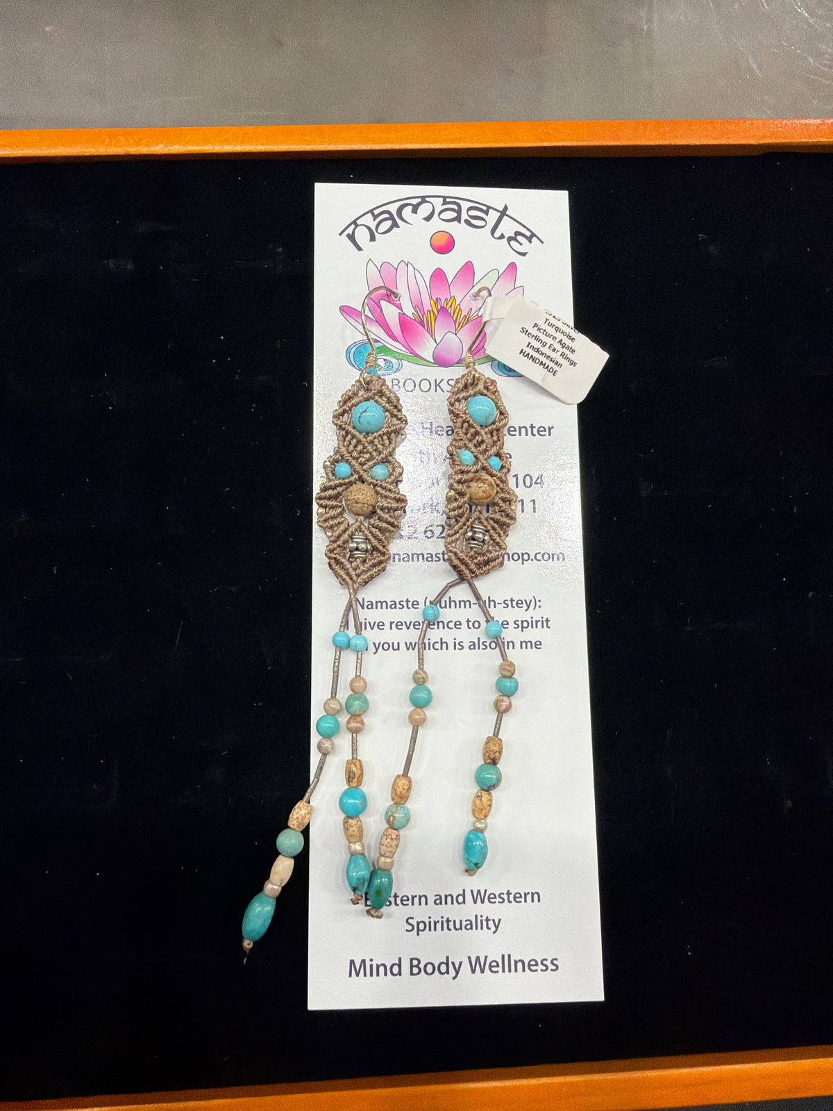 Turquoise & Agate .925 Silver Earrings Indonesian Handmade