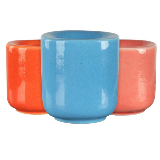 LIGHT BLUE CERAMIC MINI CANDLE HOLDERS 1.25" Holds .5" Candles