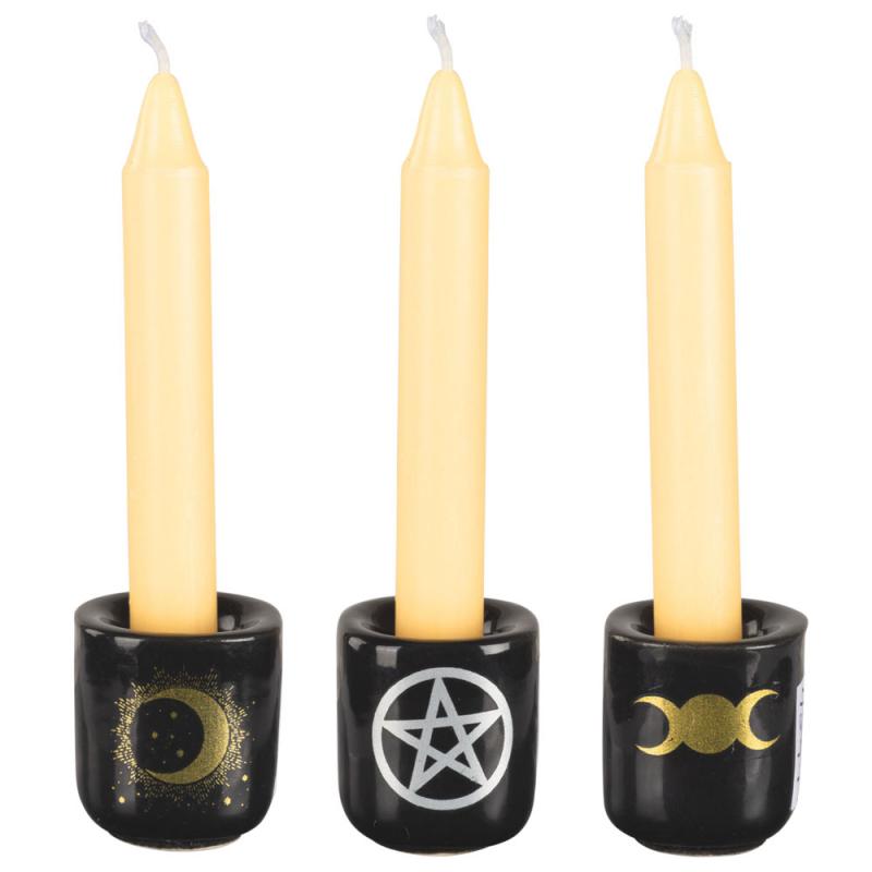EVIL EYE MINI CANDLE HOLDERS WITH DESIGN 1.25" Holds .5" Candles