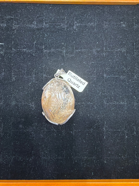 Rutilated Quartz .925 Sterling Silver Pendant