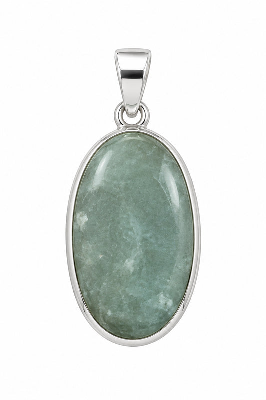 Prehnite Raw Sterling Silver Pendant