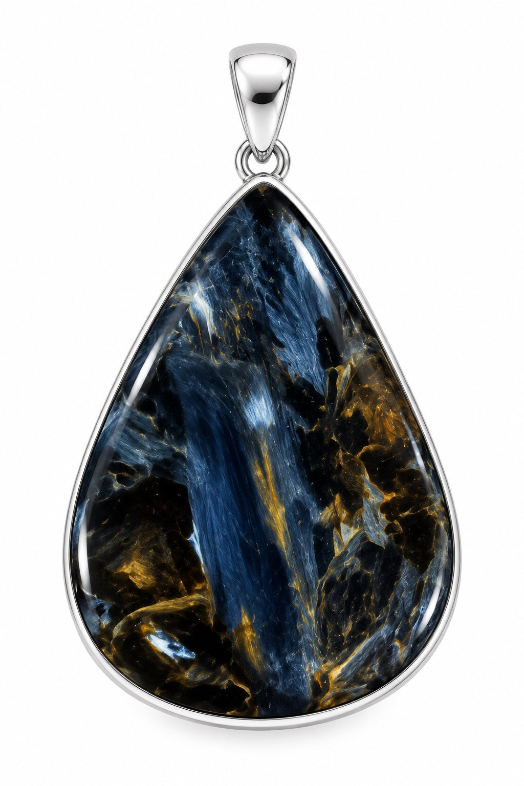 Pietersite Drop Large Cab Sterling Silver Pendant