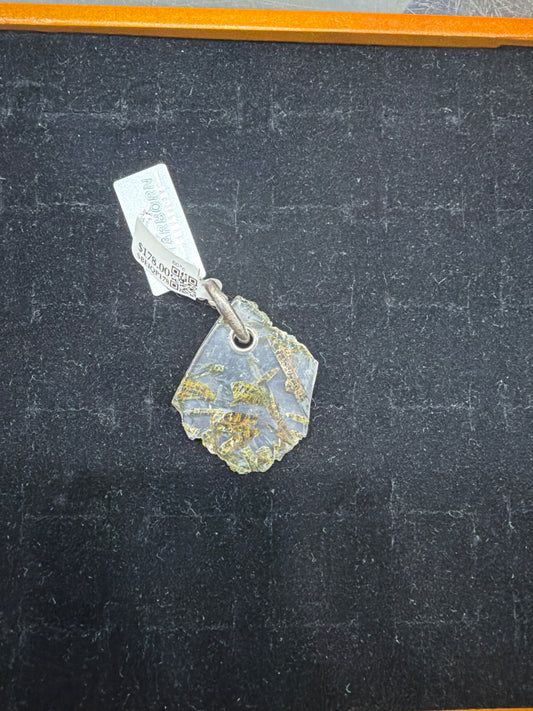 Epidote in Quartz Slab .925 Sterling Silver Pendant