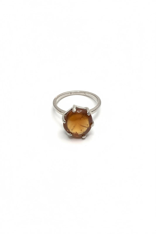 Watermalon Tourmaline Slice Claw Set Sterling Silver Ring Size 6