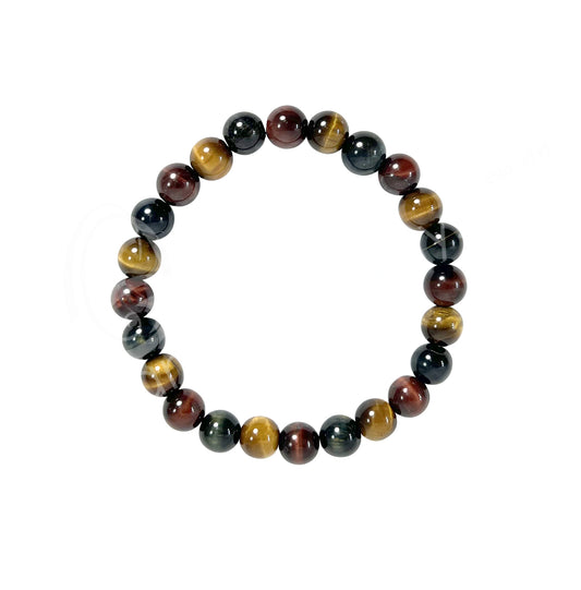Tiger Eye Tri Color 8MM Round Beaded Bracelet