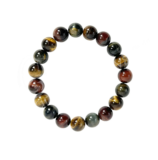 Tiger Eye Tri Color AA 10mm Round Beaded Bracelet