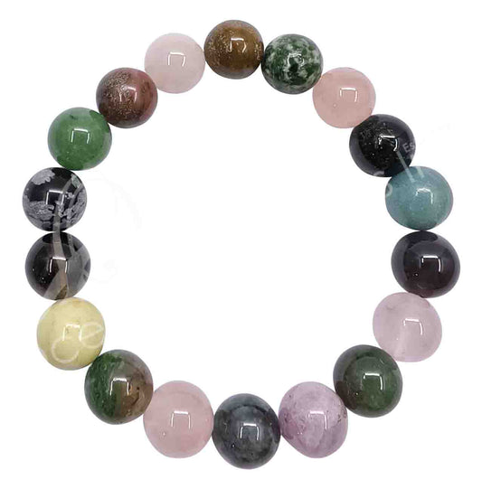 Mixed Stones 12mm Round Beaded Bracelet