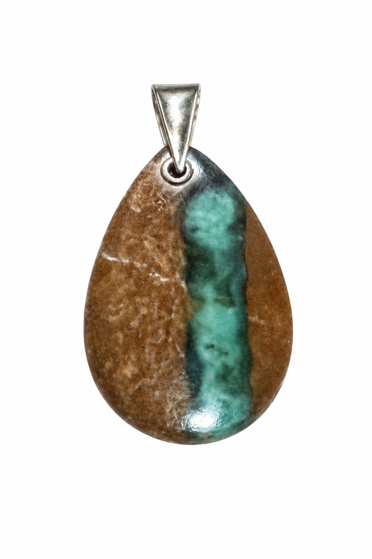 Chrysoprase Drop Cab Drilled Bail Sterling Silver Pendant