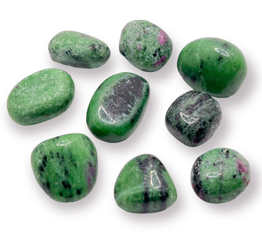 Ruby Zoisite Crystal - Tumbled, tumbled stone at Namaste Bookshop near Union Square, NYC