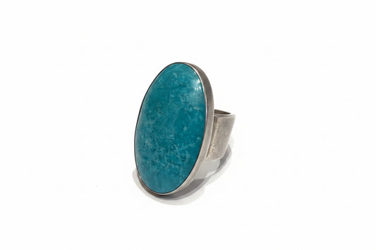 Amazonite Oval Large Cab Sterling Silver Wide Band Ring Size 7