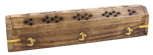 OM WOODEN INCENSE COFFIN BOX (12″) – STYLE A