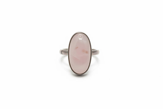 Rose Quartz Cab Oval / Square Sterling Silver Ring Size 8