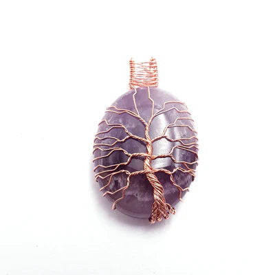 Amethyst Tree Pendant Copper Wire Wrap Pendant