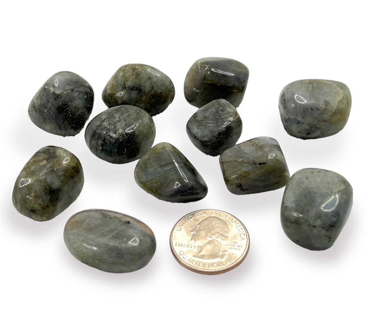 Labradorite Crystal Tumbled, tumbled stone at Namaste Bookshop near Union Square, NYC