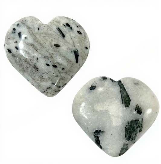 Quartz With Green Tourmaline Rutile Heart 1.75-2" India
