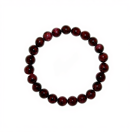 Garnet 7mm Round Beaded Bracelet